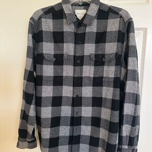 American Eagle Outfitters Black and Gray Plaid Shirt